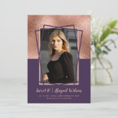 Elegante Rose Gold lila 16 . Geburtstag Geburtstag Einladung (Stehend Vorderseite)