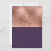 Elegante Rose Gold lila 16 . Geburtstag Geburtstag Einladung (Rückseite)