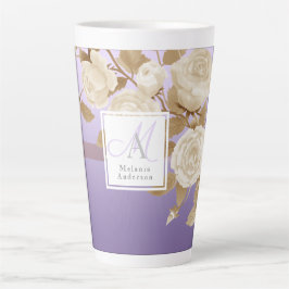 Elegante Rose Gold Lila Monogram Milchtasse