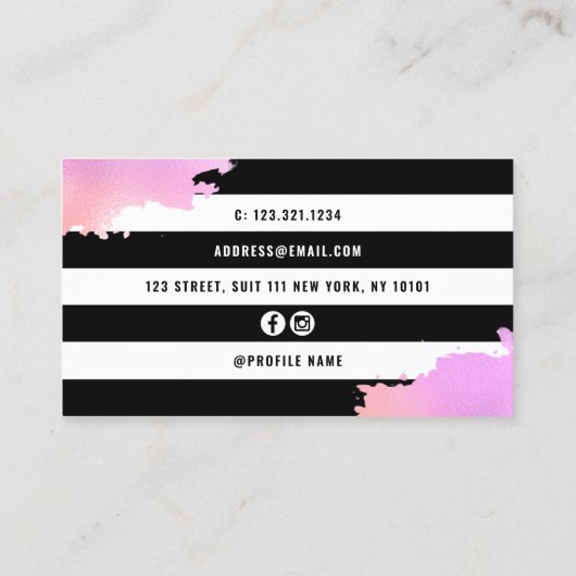 Elegante Rose Gold lila Schere Haarstylist Visitenkarte (Rückseite)