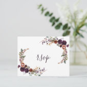 Elegante Rose Gold Lila Wedding RSVP Postkarte (Stehend Vorderseite)