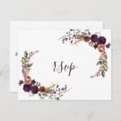 Elegante Rose Gold Lila Wedding RSVP Postkarte (Vorne/Hinten)