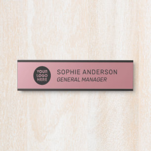 Elegante Rose Gold-Logo-Name-Job Titel Türschild