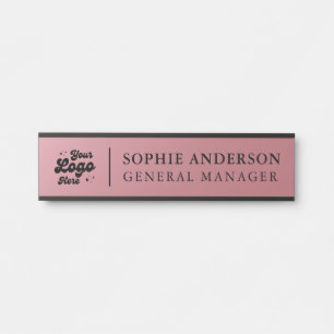 Elegante Rose Gold-Logo-Name-Job Titel Türschild