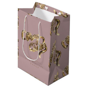 Elegante Rose Gold Look Script Frohe Weihnachts Me Mittlere Geschenktüte