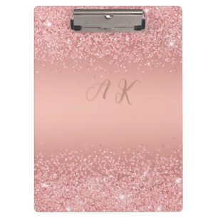 Elegante Rose Gold Luxe Schimmer Monogramm Klemmbrett