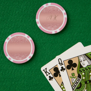 Elegante Rose Gold Luxe Schimmer Monogramm Pokerchips