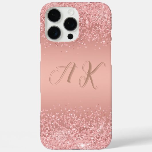 Elegante Rose Gold Luxe Shimmer Monogramm Case-Mate iPhone Hülle (Rückseite)