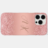 Elegante Rose Gold Luxe Shimmer Monogramm Case-Mate iPhone Hülle (Rückseite (Horizontal))