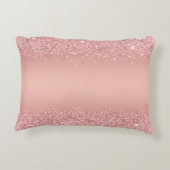 Elegante Rose Gold Luxe Shimmer Monogramm Dekokissen (Rückseite)