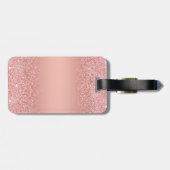 Elegante Rose Gold Luxe Shimmer Monogramm Gepäckanhänger (Rückseite horizontal)