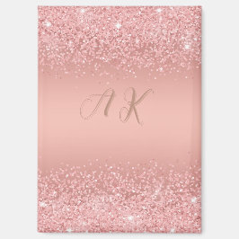 Elegante Rose Gold Luxe Shimmer Monogramm Magnet