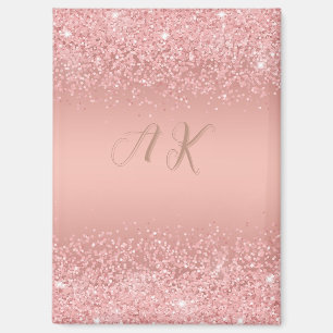 Elegante Rose Gold Luxe Shimmer Monogramm Magnet
