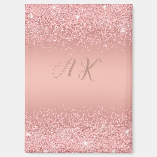 Elegante Rose Gold Luxe Shimmer Monogramm Magnet (Vorderseite)