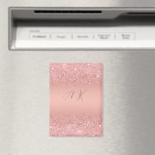 Elegante Rose Gold Luxe Shimmer Monogramm Magnet (In Situ (Geschirrspüler))