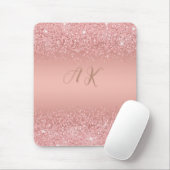Elegante Rose Gold Luxe Shimmer Monogramm Mousepad (Mit Mouse)