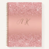 Elegante Rose Gold Luxe Shimmer Monogramm Notizblock (Vorderseite)