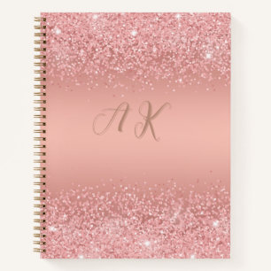 Elegante Rose Gold Luxe Shimmer Monogramm Notizblock