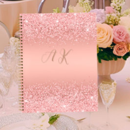 Elegante Rose Gold Luxe Shimmer Monogramm Notizblock
