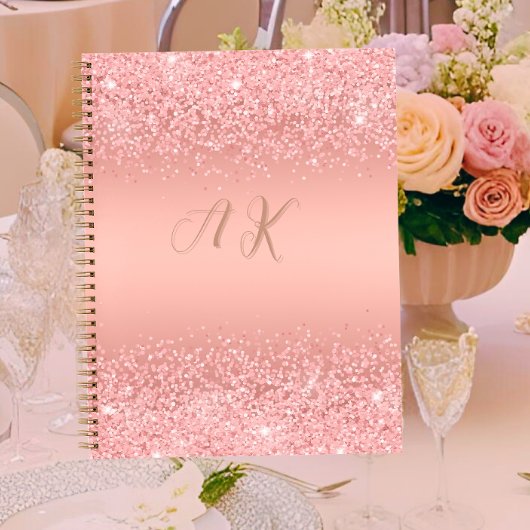 Elegante Rose Gold Luxe Shimmer Monogramm Notizblock
