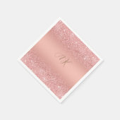 Elegante Rose Gold Luxe Shimmer Monogramm Serviette (Ecke)