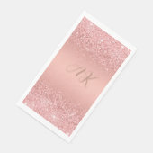 Elegante Rose Gold Luxe Shimmer Monogramm Serviette (Ecke)