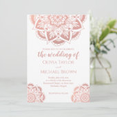 Elegante Rose Gold Mandala Einladung (Stehend Vorderseite)