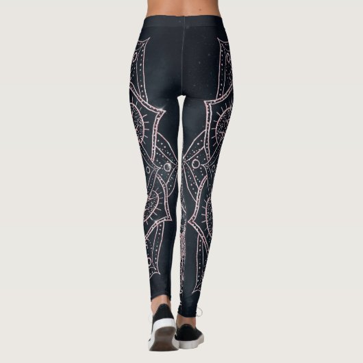Elegante Rose Gold Mandala Gray Nebel Design Leggings (Rückseite)