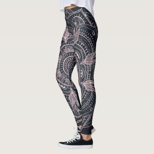 Elegante Rose Gold Mandala Gray Nebel Design Leggings (Links)