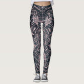 Elegante Rose Gold Mandala Gray Nebel Design Leggings (Vorderseite)