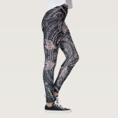 Elegante Rose Gold Mandala Gray Nebel Design Leggings (Rechts)