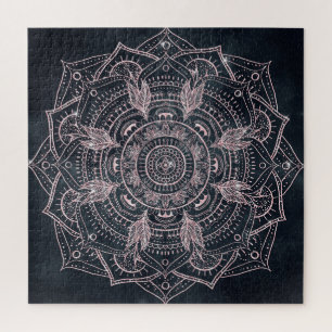 Elegante Rose Gold Mandala Gray Nebel Design Puzzle