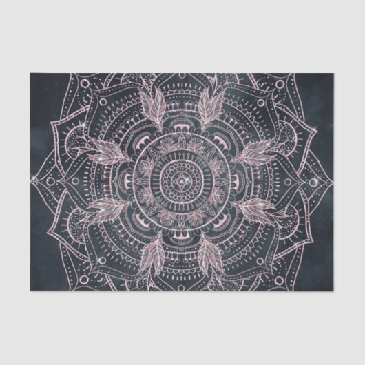 Elegante Rose Gold Mandala Gray Nebel Design Seidenpapier (Vorderseite)