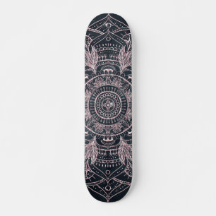Elegante Rose Gold Mandala Gray Nebel Design Skateboard