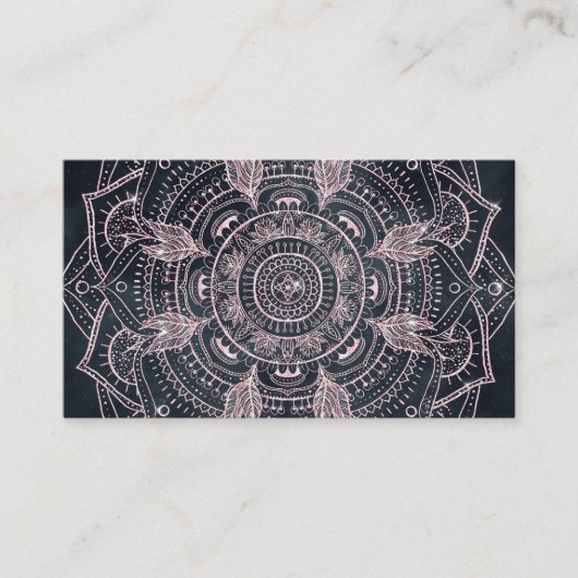 Elegante Rose Gold Mandala Gray Nebel Design Visitenkarte (Vorderseite)
