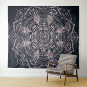 Elegante Rose Gold Mandala Gray Nebel Design Wandteppich (Beispiel (Horizontal))