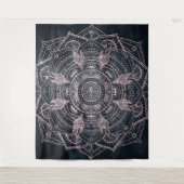 Elegante Rose Gold Mandala Gray Nebel Design Wandteppich (Vorderseite)