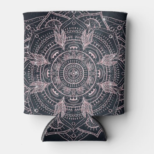 Elegante Rose Gold Mandala Gray Nebula Design Dosenkühler (Vorderseite)