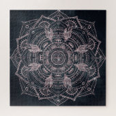 Elegante Rose Gold Mandala Gray Nebula Design Puzzle (Horizontal)