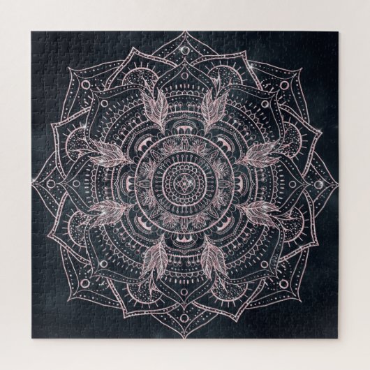 Elegante Rose Gold Mandala Gray Nebula Design Puzzle (Vertikal)