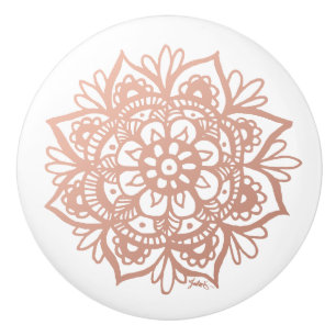 Elegante Rose Gold Mandala Keramikknauf