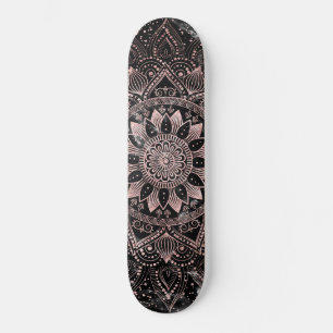 Elegante Rose Gold Mandala Punkte und Marmor Kunst Skateboard