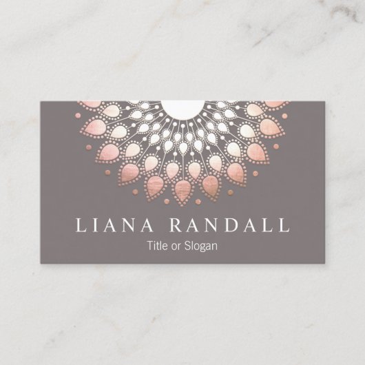 Elegante Rose Gold Mandala Visitenkarte (Vorderseite)