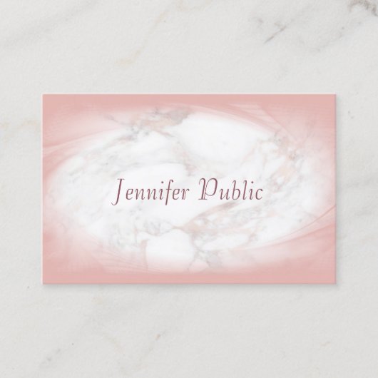 Elegante Rose Gold Marble Handgeschriebenes Skript Visitenkarte (Vorderseite)