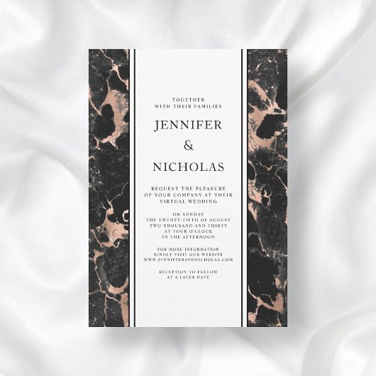 Elegante Rose Gold Marble Virtual Wedding Einladung