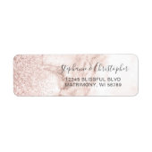 Elegante Rose Gold Marble Wedding Rücksendeadresse (Vorne)