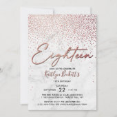 Elegante Rose Gold & Marmor 18. Geburtstag Einladung (Vorderseite)