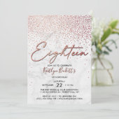 Elegante Rose Gold & Marmor 18. Geburtstag Einladung (Stehend Vorderseite)