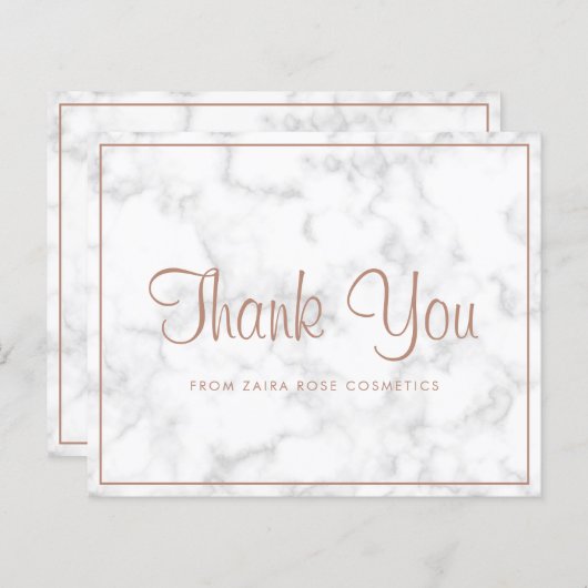 Elegante Rose Gold Marmor Budget Danke Karte (Vorne/Hinten)