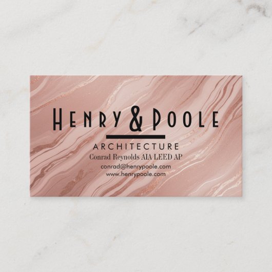 Elegante Rose Gold Marmor für Architekten und Hand Visitenkarte (Vorderseite)